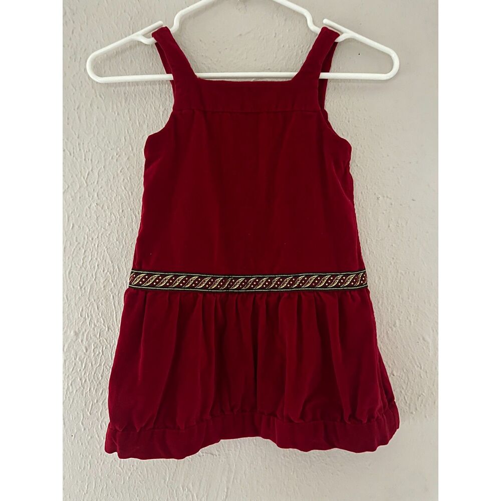 Velvet Handmade Girls Red Dress With Pleated Layer